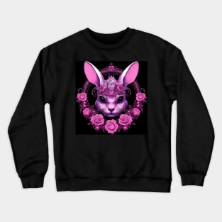 Pink Rabbit With Roses Crewneck Sweatshirt